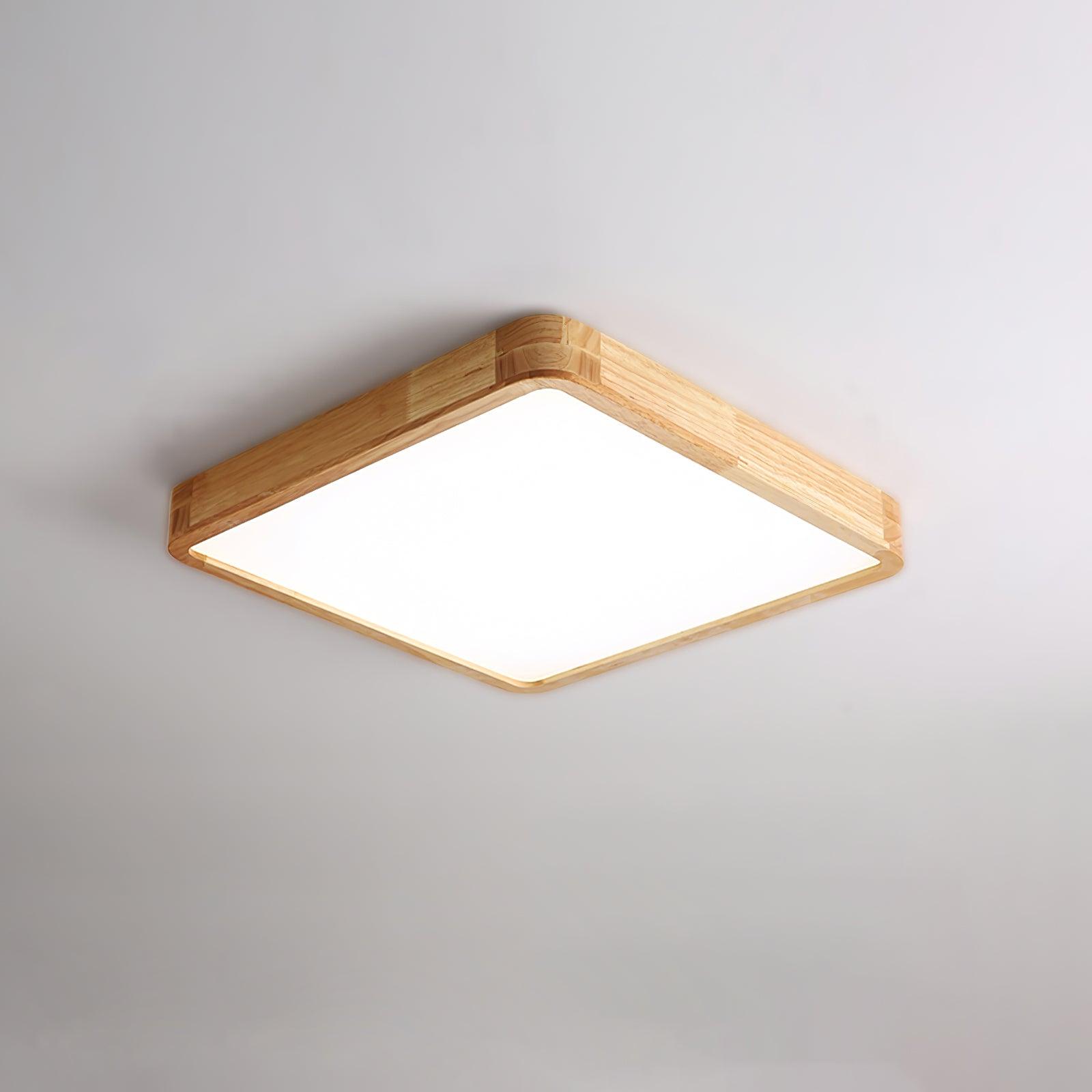Modern Wooden Geometric LED Flush Mount Ceiling Light for Bedroom and Living Room Lighting