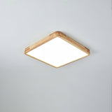 Modern Wooden Geometric LED Flush Mount Ceiling Light for Bedroom and Living Room Lighting