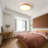 Modern Wooden Geometric LED Flush Mount Ceiling Light for Bedroom and Living Room Lighting