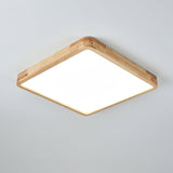 Modern Wooden Geometric LED Flush Mount Ceiling Light for Bedroom and Living Room Lighting