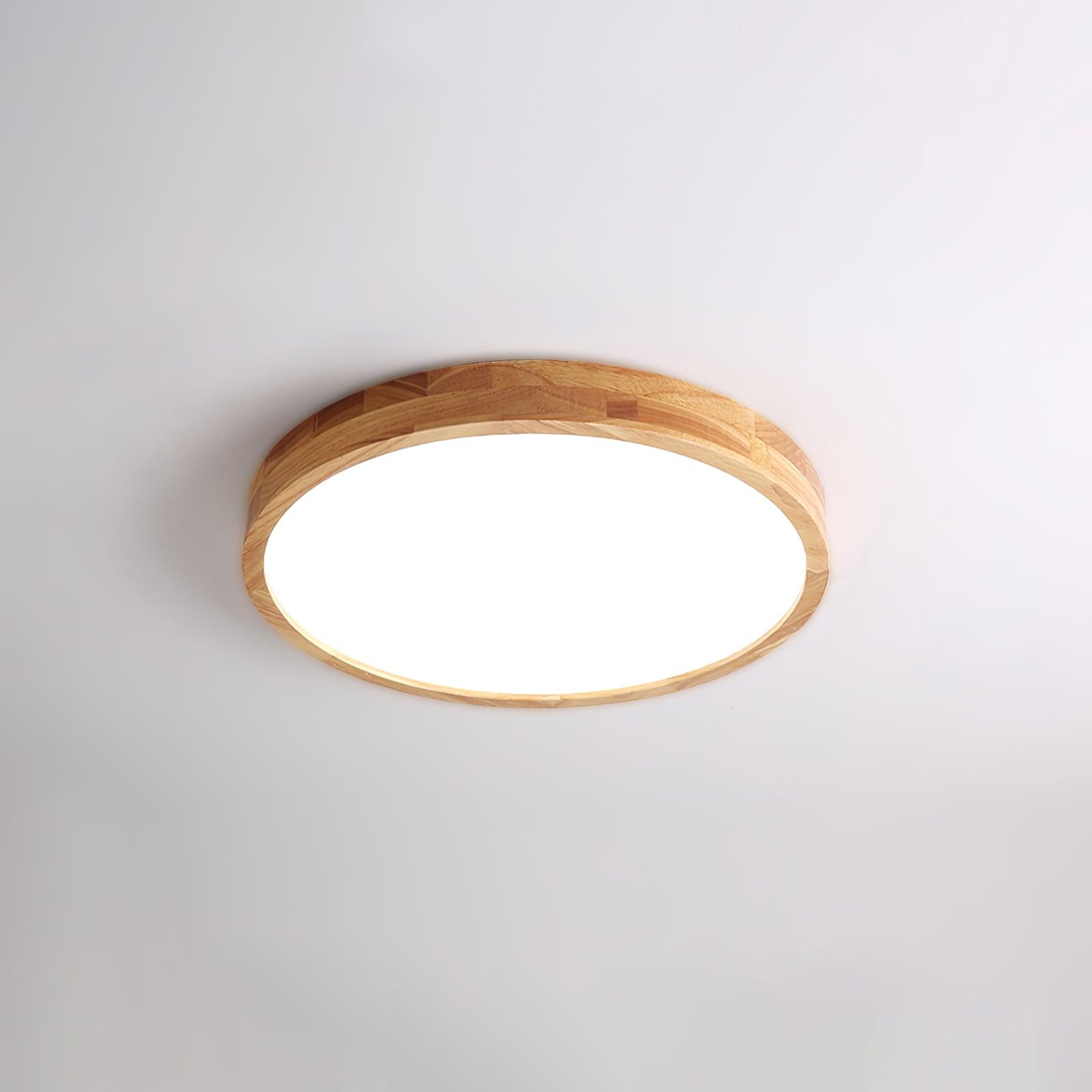 Modern Wooden Geometric LED Flush Mount Ceiling Light for Bedroom and Living Room Lighting