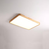 Modern Wooden Geometric LED Flush Mount Ceiling Light for Bedroom and Living Room Lighting