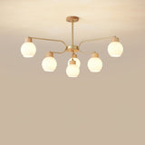 modern-scandinavian-rubber-wood-pineapple-chandelier-with-white-glass-shades