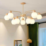 modern-scandinavian-rubber-wood-pineapple-chandelier-with-white-glass-shades