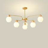 modern-scandinavian-rubber-wood-pineapple-chandelier-with-white-glass-shades