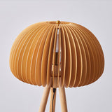 Modern Wooden Pumpkin Floor Lamp Handcrafted Wood Standing Light for Living Room and Bedroom