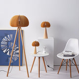Modern Wooden Pumpkin Floor Lamp Handcrafted Wood Standing Light for Living Room and Bedroom