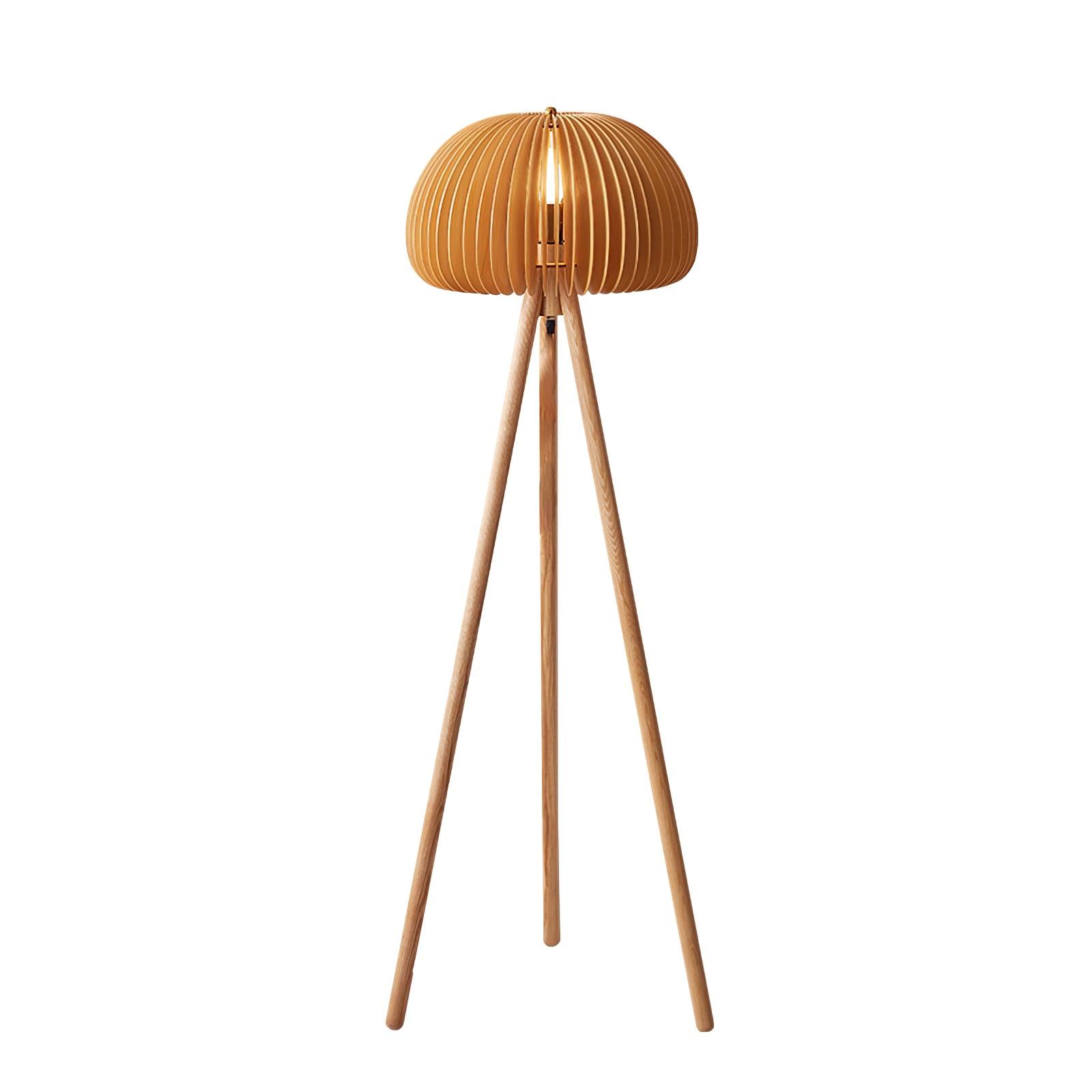 Modern Wooden Pumpkin Floor Lamp Handcrafted Wood Standing Light for Living Room and Bedroom