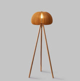 Modern Wooden Pumpkin Floor Lamp Handcrafted Wood Standing Light for Living Room and Bedroom