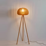 Modern Wooden Pumpkin Floor Lamp Handcrafted Wood Standing Light for Living Room and Bedroom