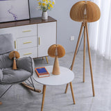 Modern Wooden Pumpkin Floor Lamp Handcrafted Wood Standing Light for Living Room and Bedroom