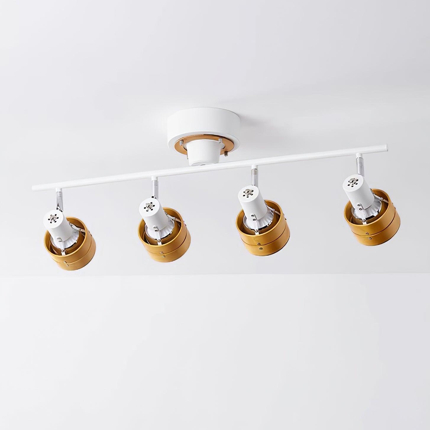 Modern 4 Light Adjustable Wooden Spot Ceiling Lamp with Oak Walnut Finish for Interior Decor