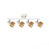 Modern 4 Light Adjustable Wooden Spot Ceiling Lamp with Oak Walnut Finish for Interior Decor