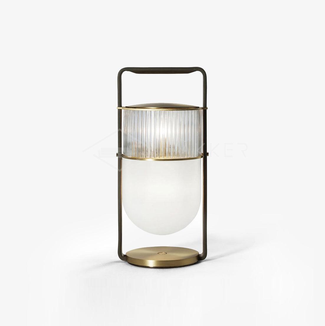Xi Contemporary Glass Sphere Bedside Lamp with Metal Base for Bedroom Decor