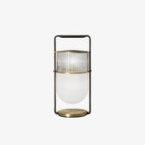 Xi Contemporary Glass Sphere Bedside Lamp with Metal Base for Bedroom Decor
