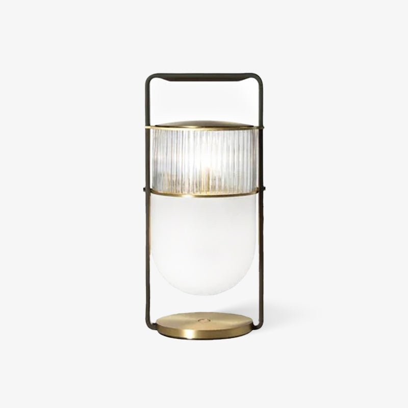 Xi Contemporary Glass Sphere Bedside Lamp with Metal Base for Bedroom Decor
