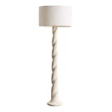 Modern Sculptural Twisted Resin Floor Lamp with White Fabric Drum Shade