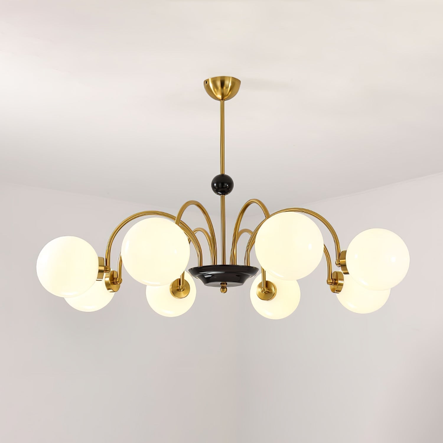 modern-mid-century-glass-globe-chandelier-with-metal-rod-frame-and-white-opal-shades