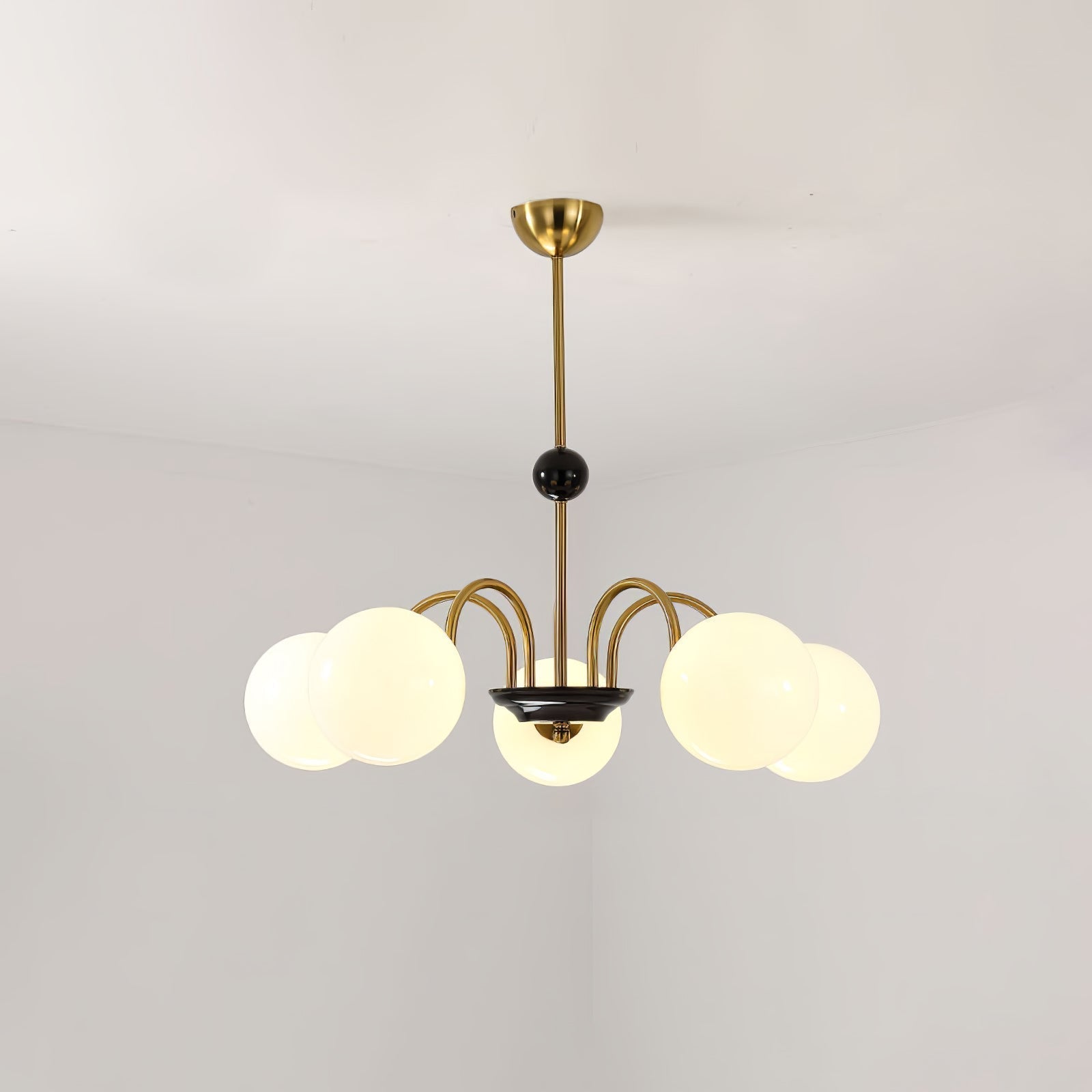 modern-mid-century-glass-globe-chandelier-with-metal-rod-frame-and-white-opal-shades