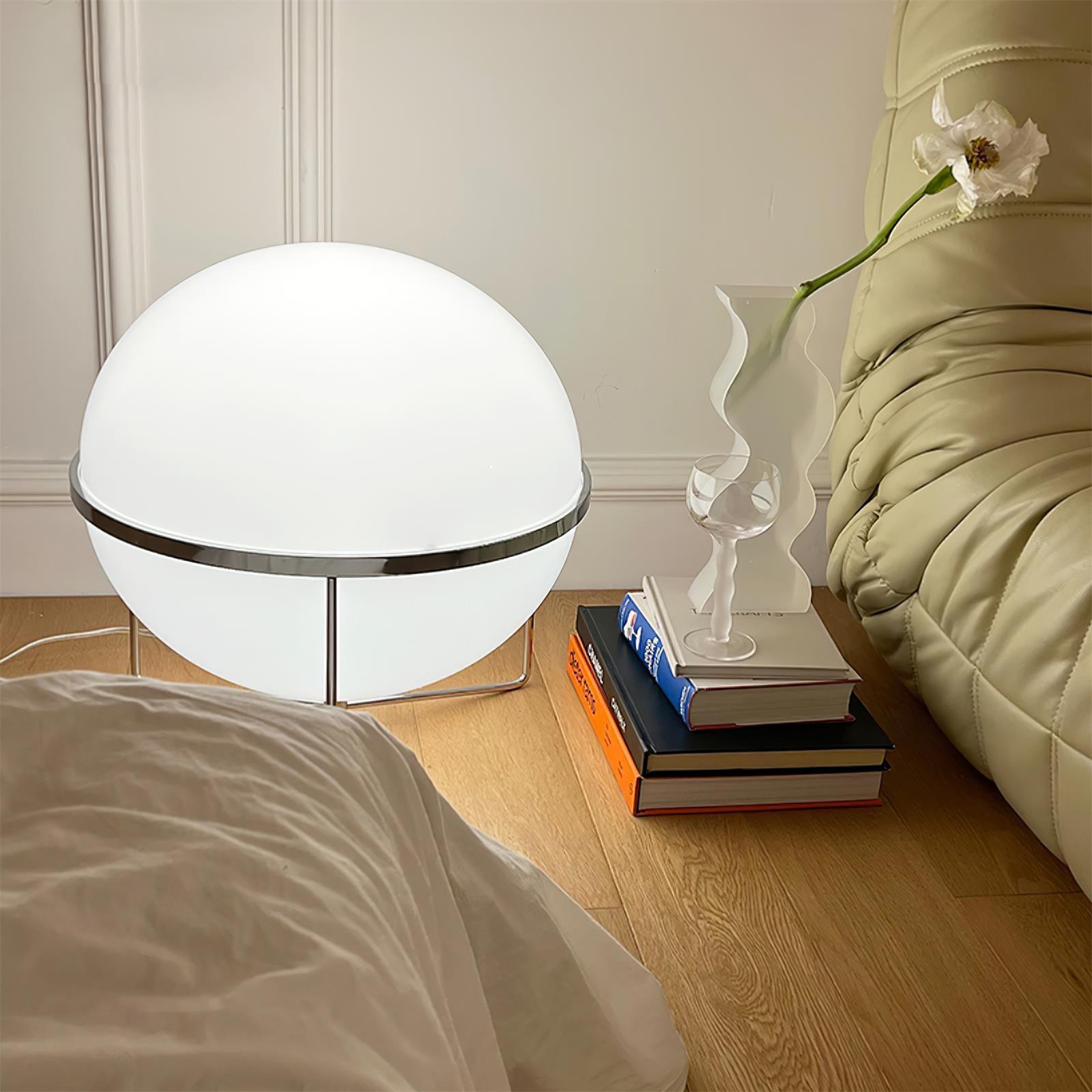 Mid Century Modern Space Age Yolk Table Lamp Minimalist Designer Interior Lighting Silver