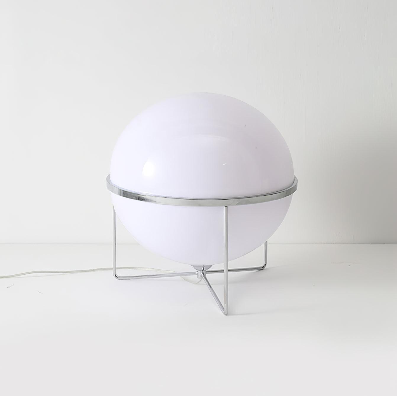 Mid Century Modern Space Age Yolk Table Lamp Minimalist Designer Interior Lighting Silver
