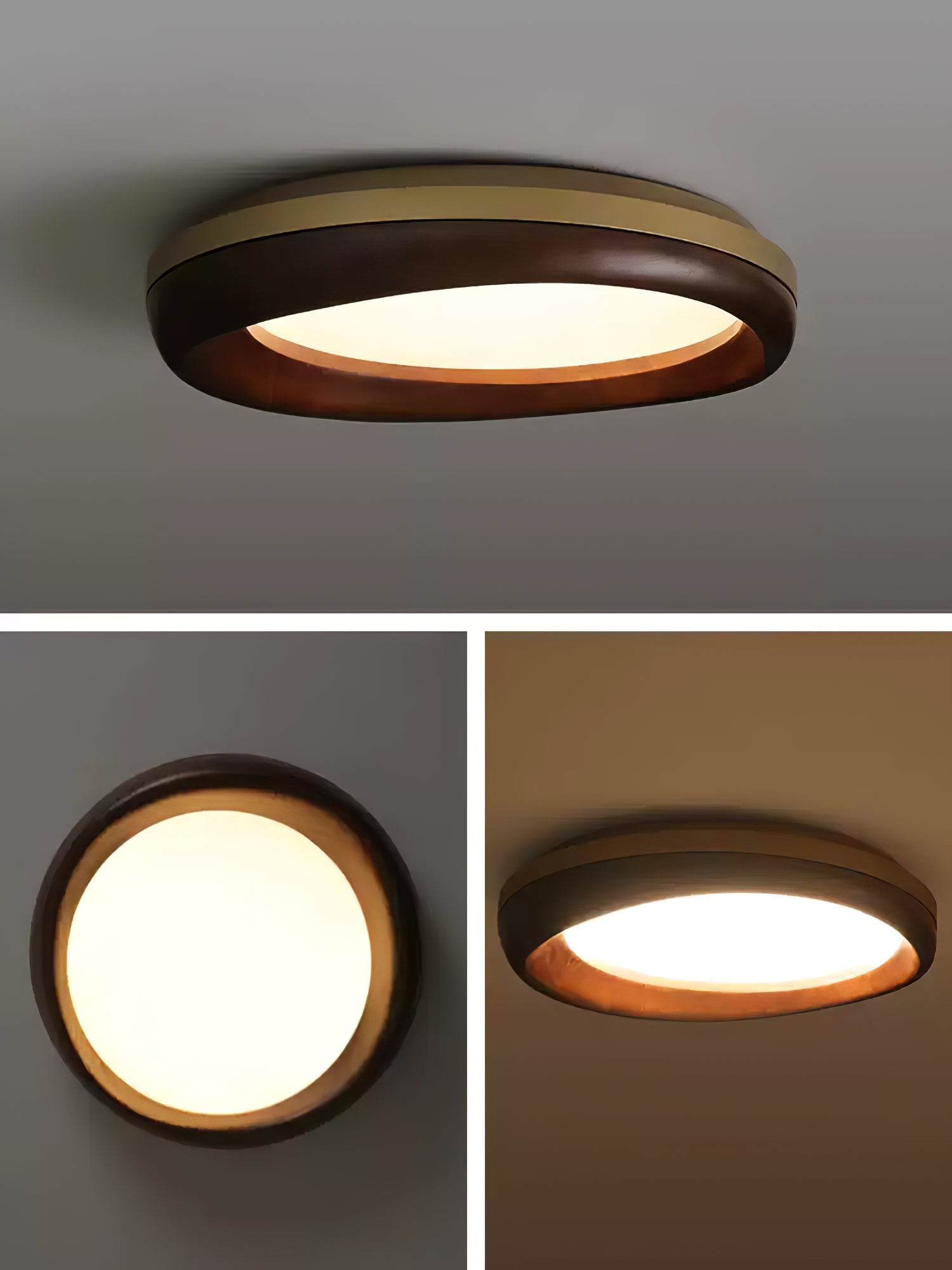 Zenova Modern Minimalist Wood Flush Mount LED Ceiling Light for Living Room