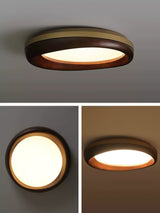 Zenova Modern Minimalist Wood Flush Mount LED Ceiling Light for Living Room