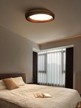 Zenova Modern Minimalist Wood Flush Mount LED Ceiling Light for Living Room