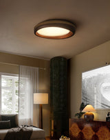 Zenova Modern Minimalist Wood Flush Mount LED Ceiling Light for Living Room