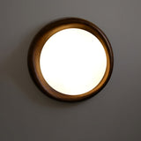 Zenova Modern Minimalist Wood Flush Mount LED Ceiling Light for Living Room