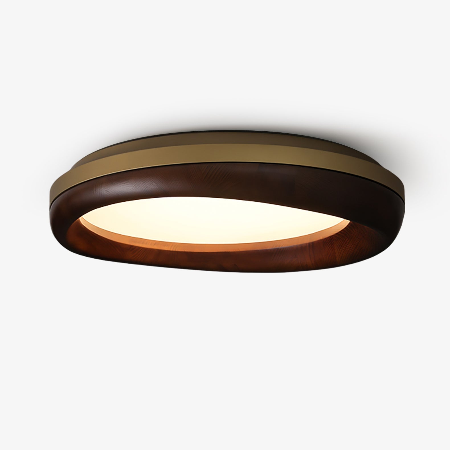 Zenova Modern Minimalist Wood Flush Mount LED Ceiling Light for Living Room