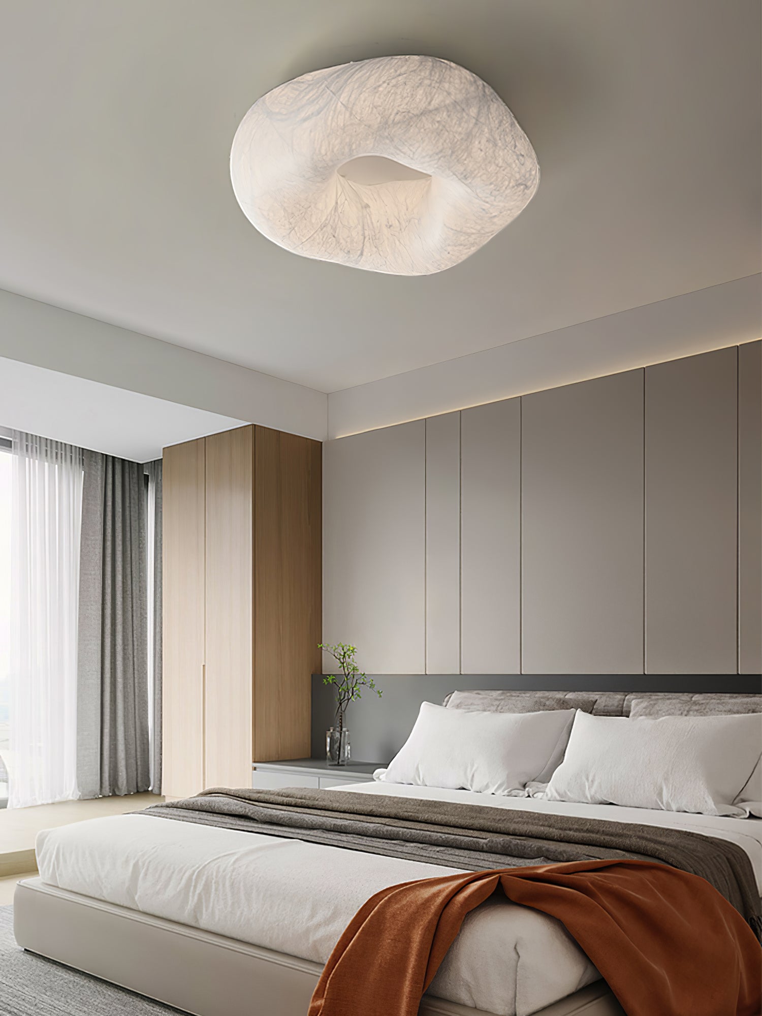 Modern Yunduo Silk Flush Mount Ceiling Light Minimalist LED Fixture for Bedroom and Dining Spaces