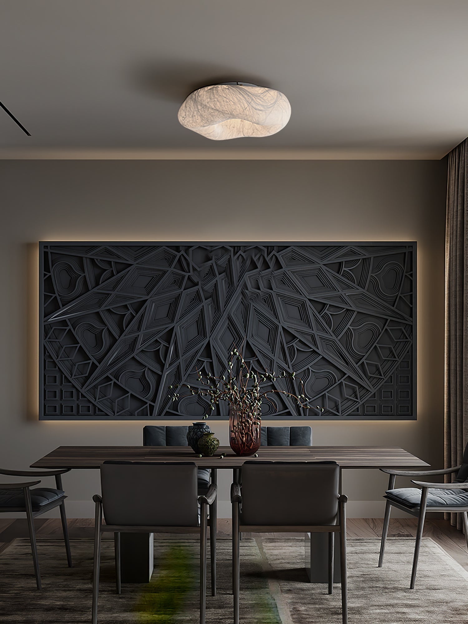 Modern Yunduo Silk Flush Mount Ceiling Light Minimalist LED Fixture for Bedroom and Dining Spaces
