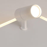 Modern Rectangular Dimmable LED Flush Mount Ceiling Light with Rotatable Spotlights for Living Room