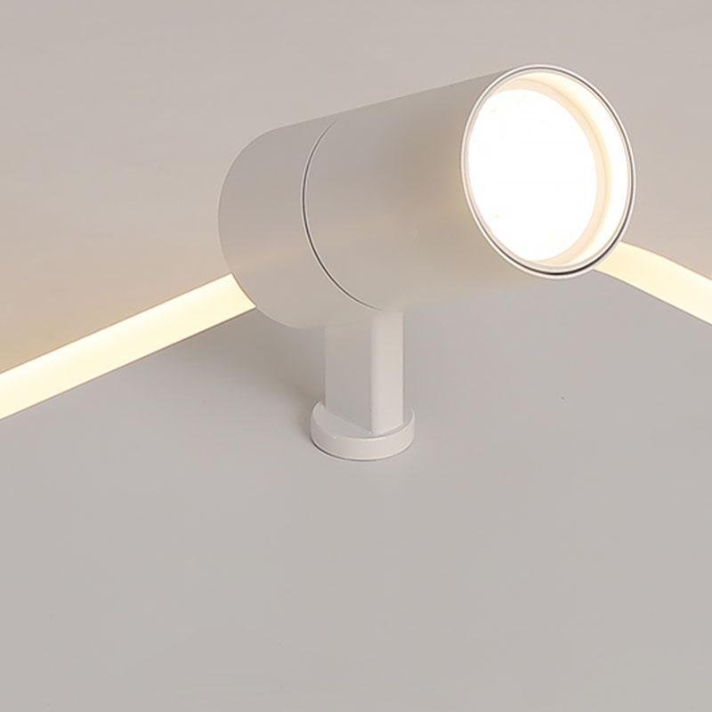 Modern Rectangular Dimmable LED Flush Mount Ceiling Light with Rotatable Spotlights for Living Room