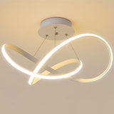 Modern Geometric White Ribbon LED Flush Mount Ceiling Light Dimmable Circular Fixture