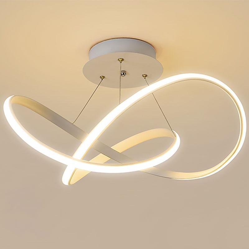 Modern Geometric White Ribbon LED Flush Mount Ceiling Light Dimmable Circular Fixture