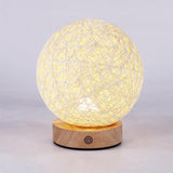 Rustic 6 Inch Global Natural Rattan Wicker Table Lamp with LED Light and Wooden Base for Bedroom and Living Room