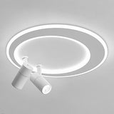 Modern 18 Inch LED Round Flush Mount Ceiling Light with Two Adjustable Dual Spotlights