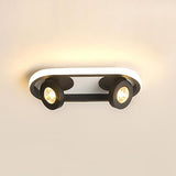 Modern Rectangular LED Ceiling Light with Dual Adjustable Spotlights for Kitchen Hallway and Porch