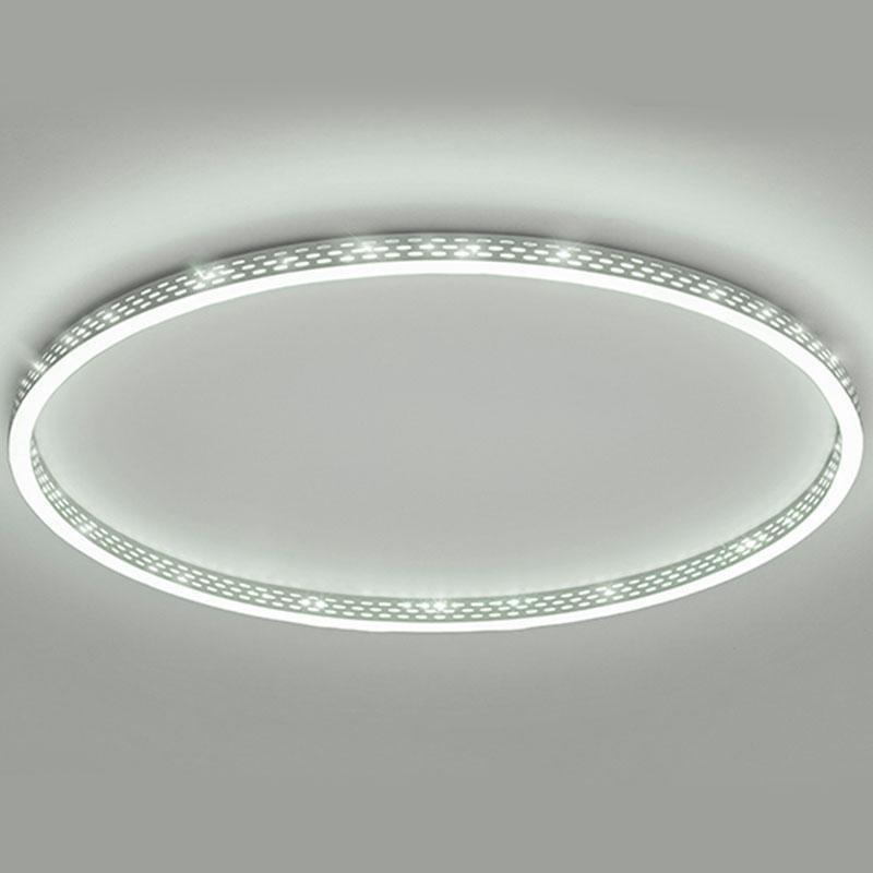 Dimmable Round LED Flush Mount Ceiling Light with Modern Hollow Edge Design for Bedroom