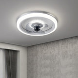 Modern 20 Inch Round Flush Mount LED Ceiling Fan with Remote Control and 3 Speed Settings Gray Acrylic