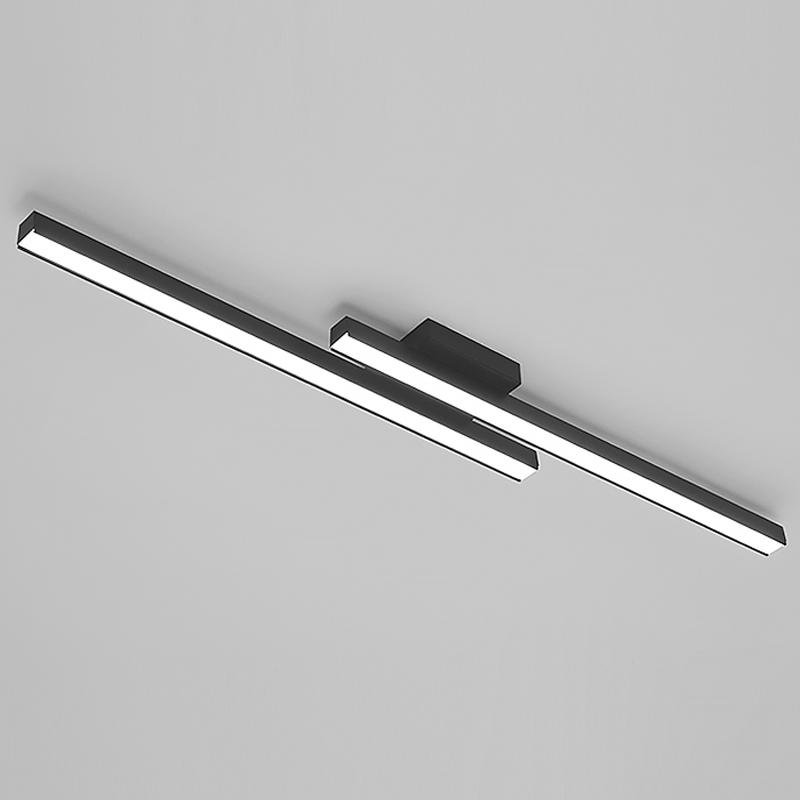 35 Inch Modern LED Rectangular Semi Flush Mount Kitchen Ceiling Light Black Finish