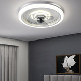 Modern 20 Inch Round Flush Mount LED Ceiling Fan with Remote Control and 3 Speed Settings Gray Acrylic