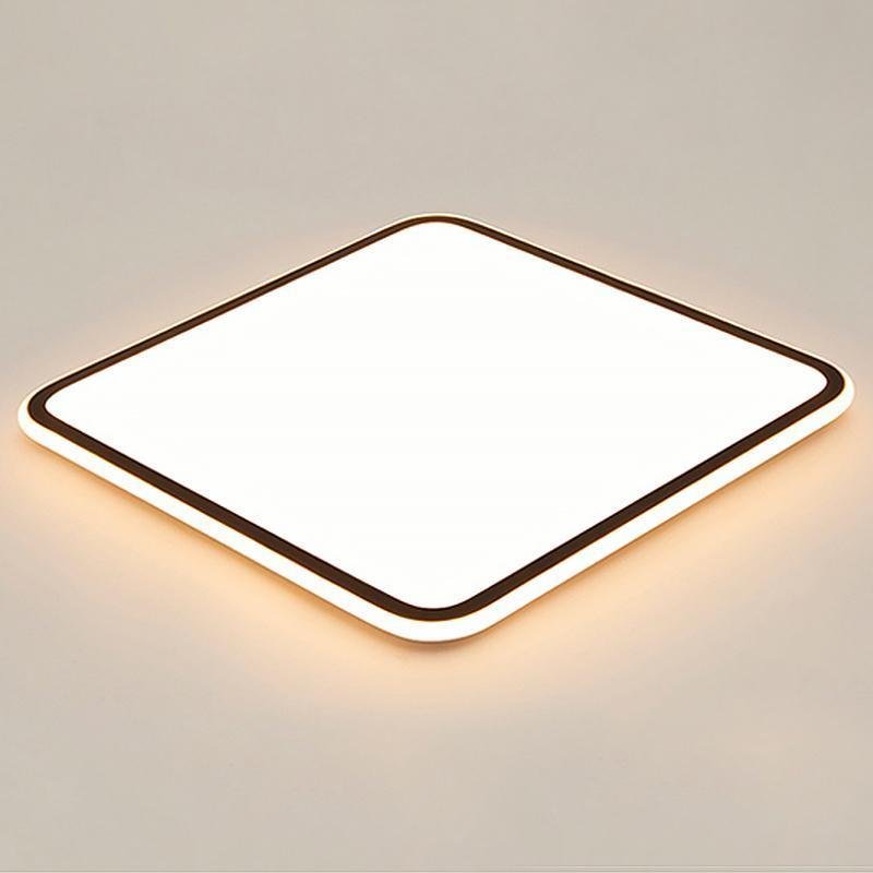 30 Inch Large Square LED Flush Mount Ceiling Light Dimmable Black Geometric Light Fixture