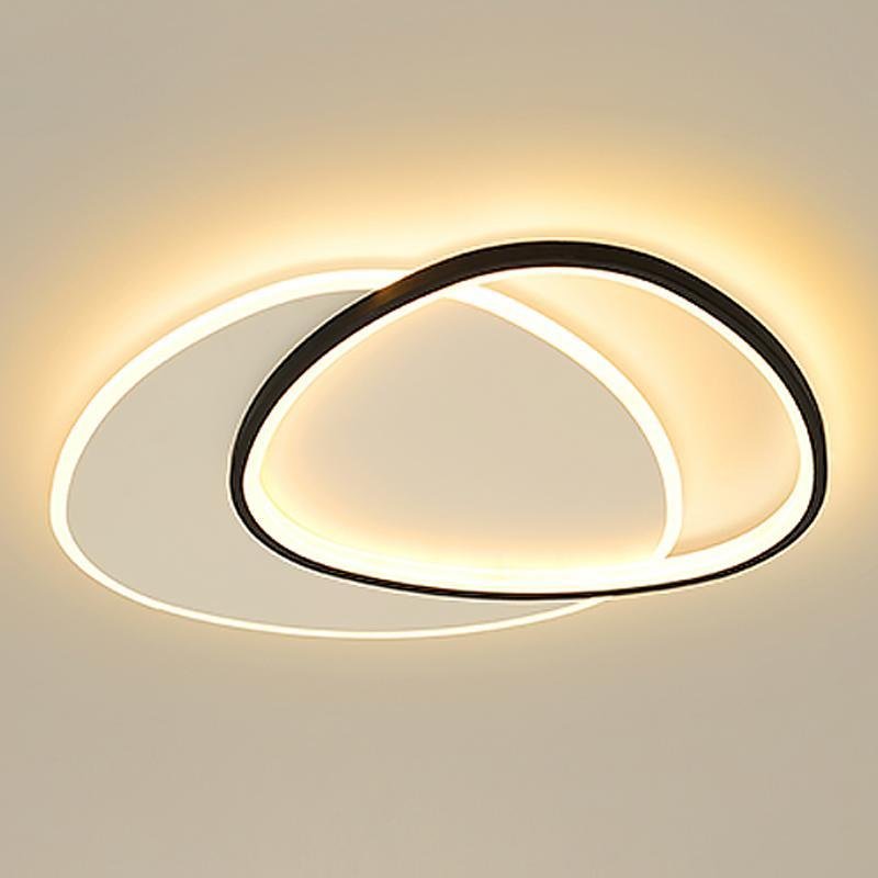 Modern Minimalist Round LED Ceiling Light Fixture for Bedroom and Living Room in Black and White
