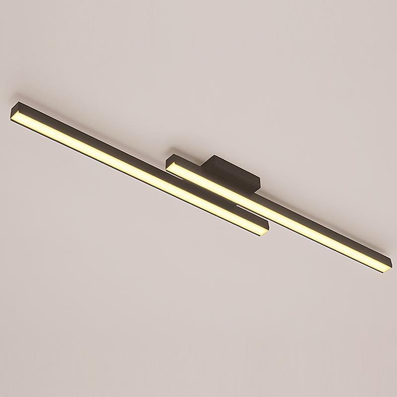 35 Inch Modern LED Rectangular Semi Flush Mount Kitchen Ceiling Light Black Finish