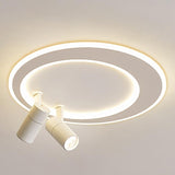 Modern 18 Inch LED Round Flush Mount Ceiling Light with Two Adjustable Dual Spotlights