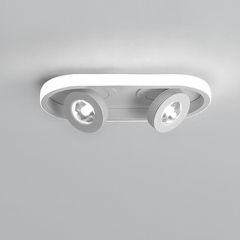 Modern Rectangular LED Ceiling Light with Dual Adjustable Spotlights for Kitchen Hallway and Porch