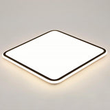 30 Inch Large Square LED Flush Mount Ceiling Light Dimmable Black Geometric Light Fixture
